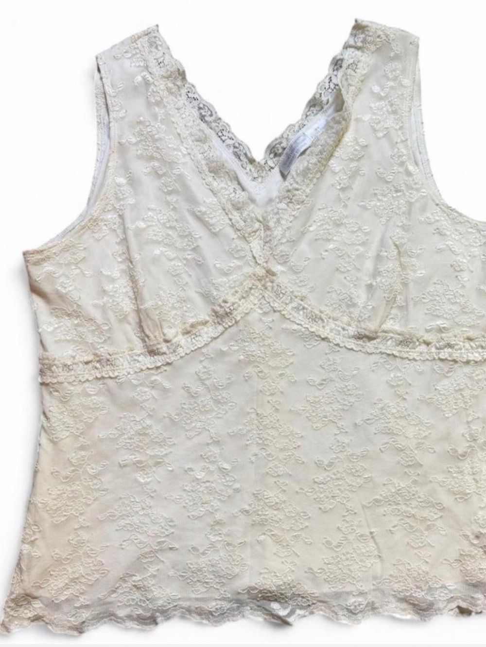 Ivory Lace Cami Cottagecore Fairy Boho Tank 2XL